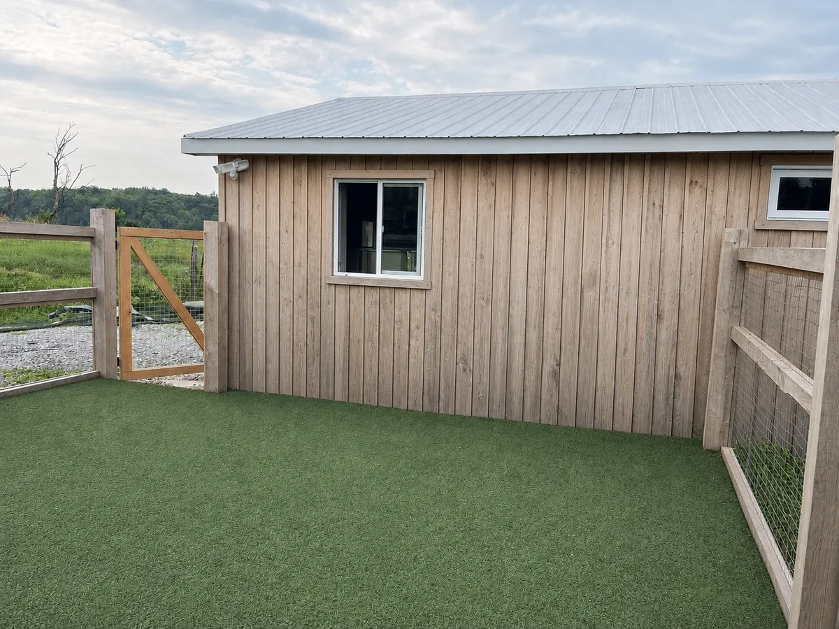 Espace extérieur aménagé pour les chiens chez Le Luxe Canin